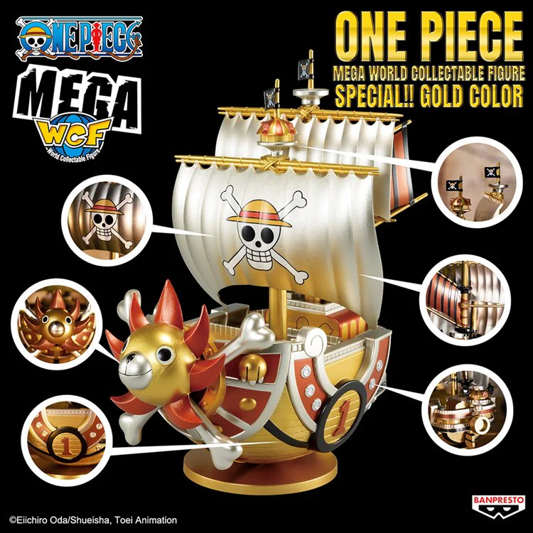 One Piece - Thousand Sunny Mega World Collectable Gold Color Prize Figure - Image 5